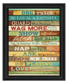 "Dog Rules" By Marla Rae; Ready to Hang Framed Print; Black Frame
